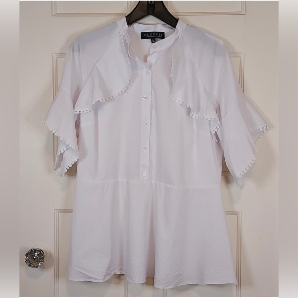 Eloquii White Peplum Blouse